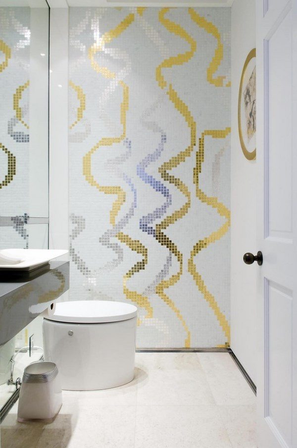contemporary wall tile ideas gold silver effect mosaic tile