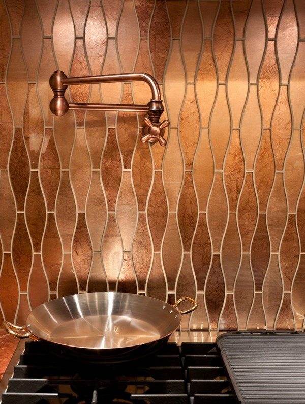 Copper Backsplash Modern Kitchen Decorating Ideas 