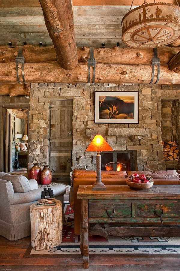 living room cozy cabin interior design ideas