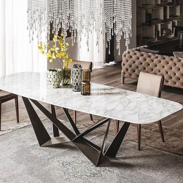 elegant marble table metal base crystal chandelier