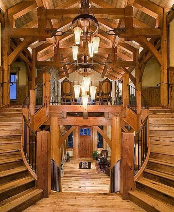 interior staircase rustic decor ideas wooden stairs