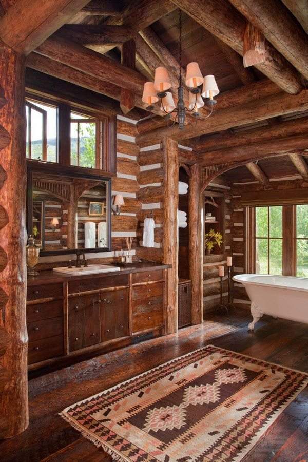 log house bathroom interior design decor ideas