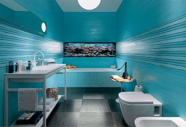 nautical decor blue white interior wall tile ideas
