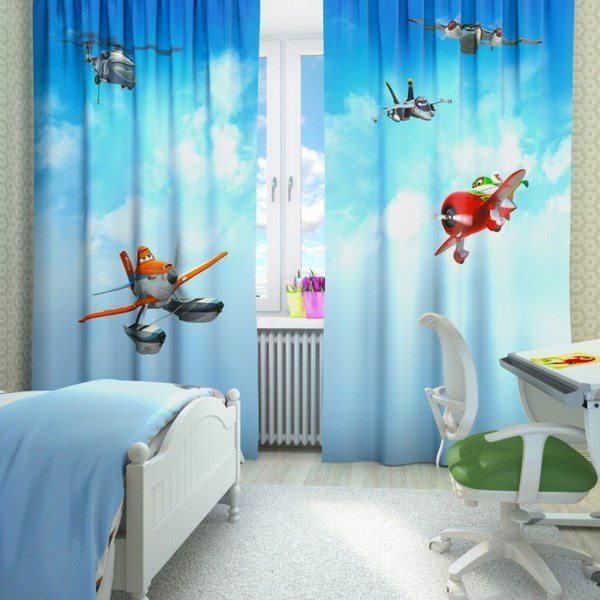 original photo curtains for kids bedrooms with planes