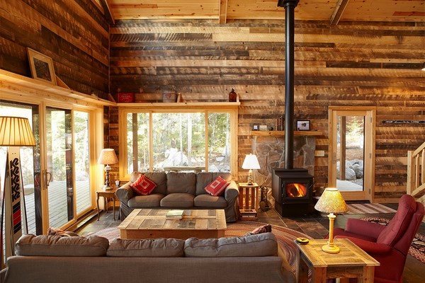 rustic style living room log houses interior design