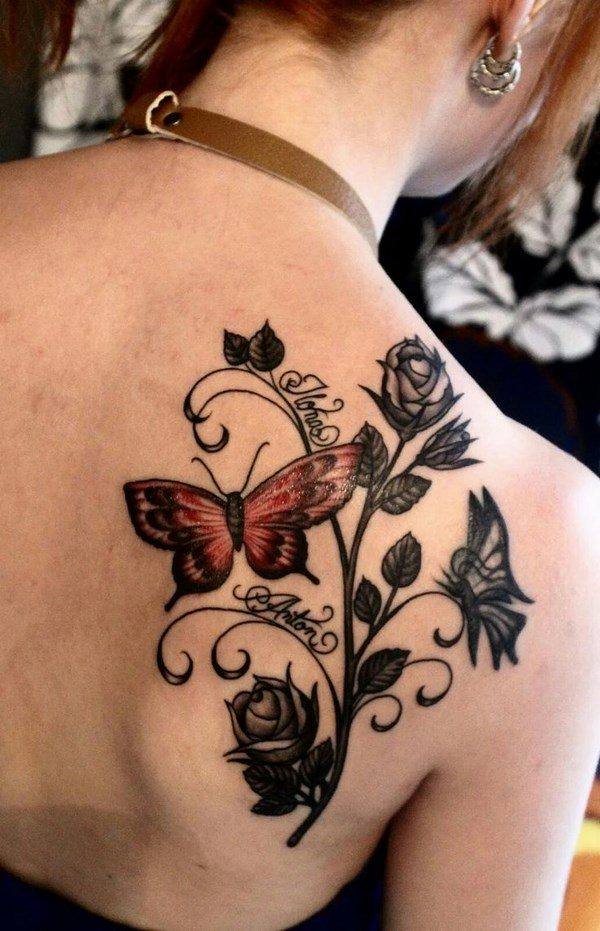 butterfly shoulder tattoos for girls