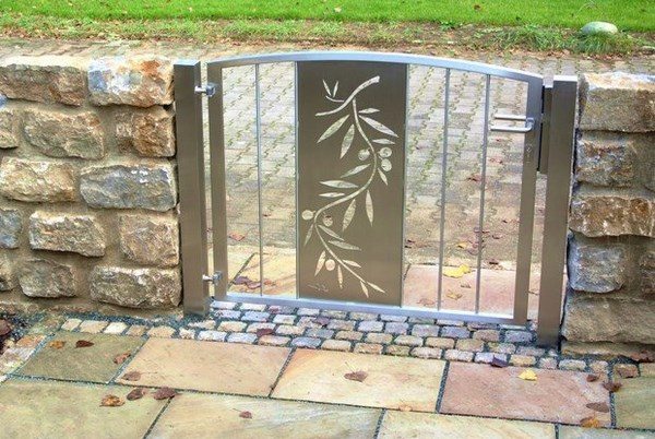 steel gate house exterior ideas stone wall