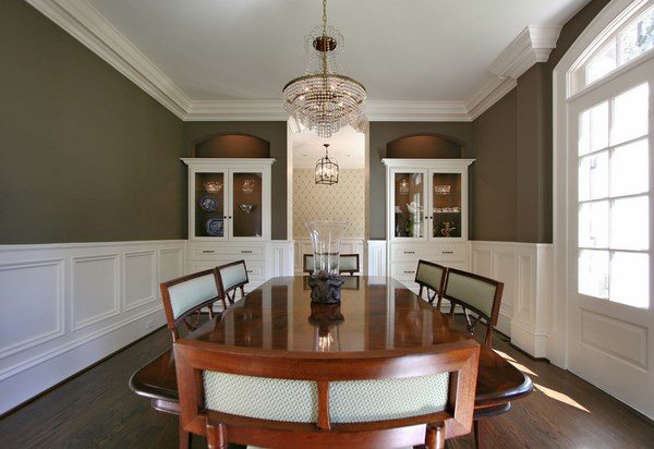 taupe color in formal dining room solid wood table