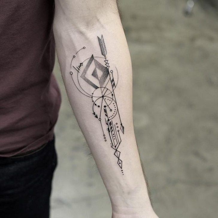 trendy geometric tattoos for men forearm