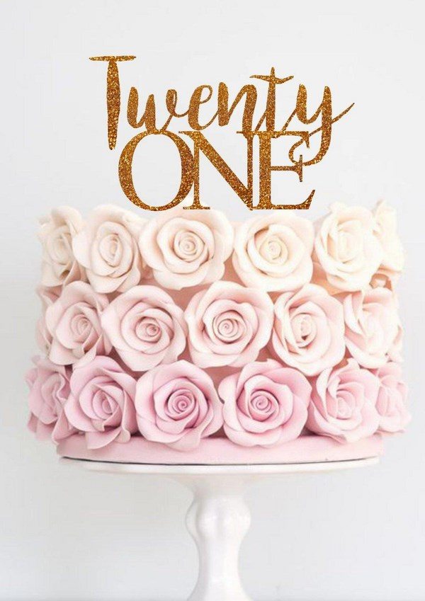 twenty first cake topper ombre roses