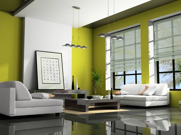 what color is chartreuse contemporary living room