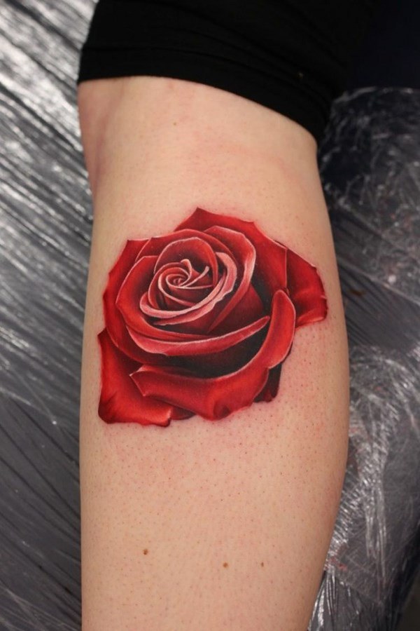 3d tattoo ideas red rose for women
