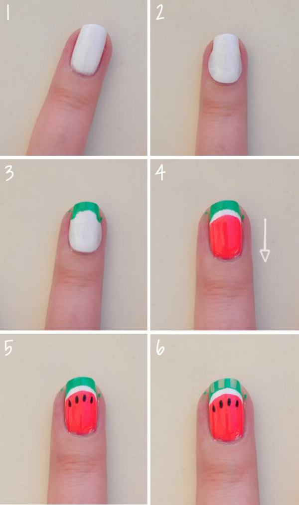 DIY watermelon nail design tutorial