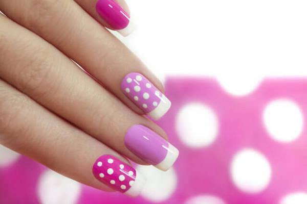 Summer french nails polka dot nails