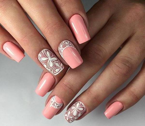 Summer nails for the office pink polish floral nail art