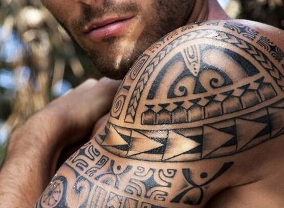 Tattoo-styles-and-techniques-cool-half-sleeve-polynesian-tattoo