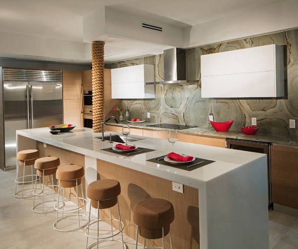 contemporary kitchen large island with seating