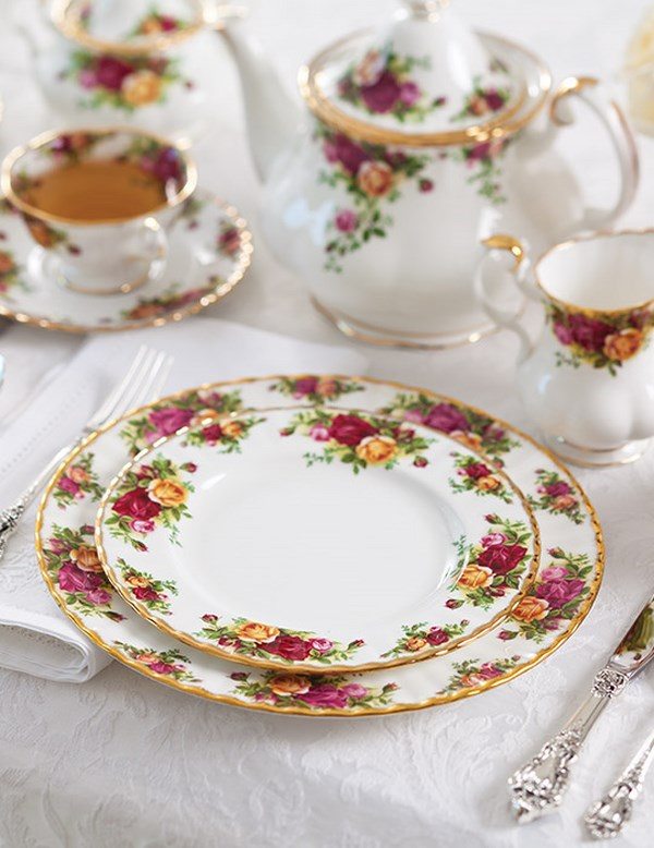 afternoon tea table setting floral pattern tableware