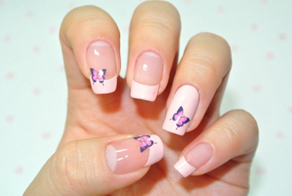 awesome butterfly nails french manicure