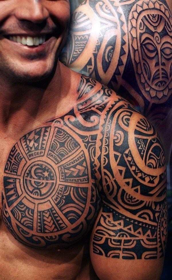 aztec chest tattoos for men tribal style characteristics