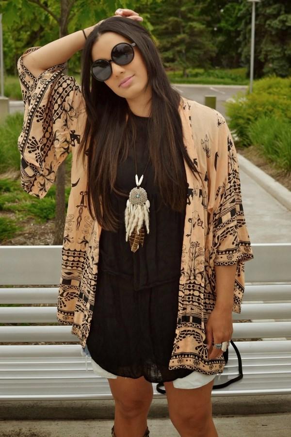 boho chic outfit black blouse