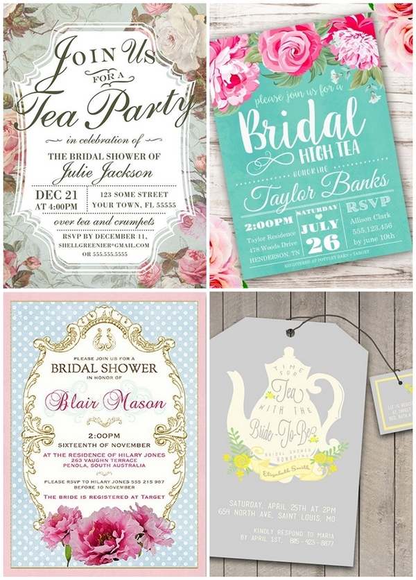 bridal party tea invitations ideas