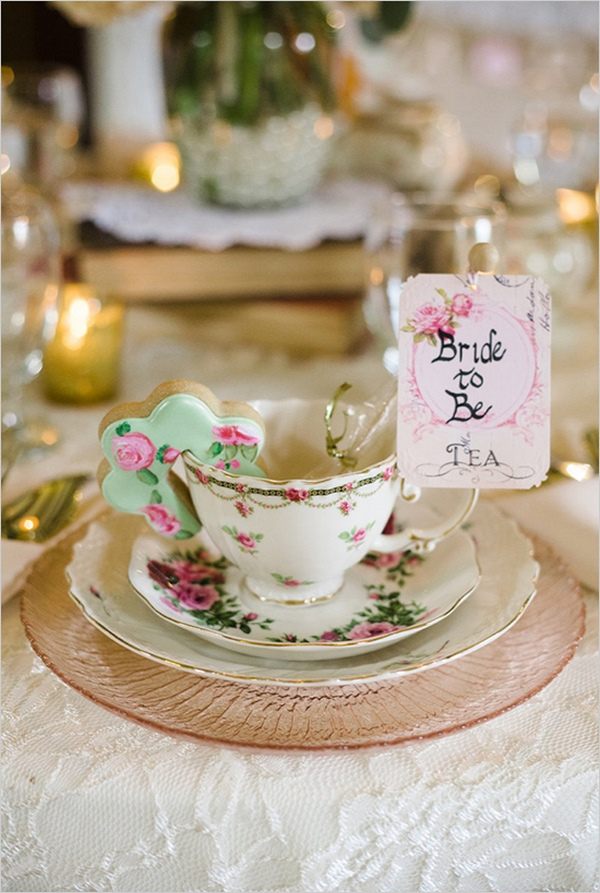 bride to be tea party ideas table decoration and place setting