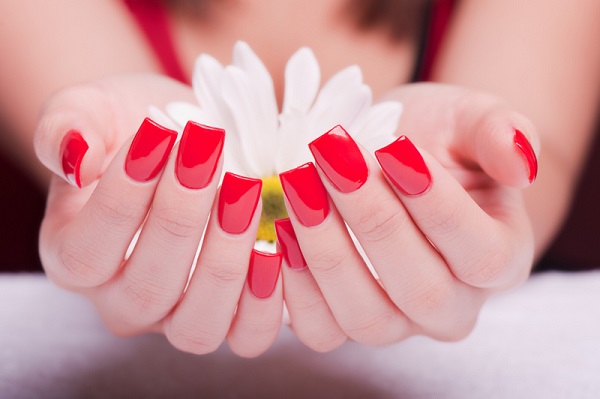 classic red acrylic nail extensions