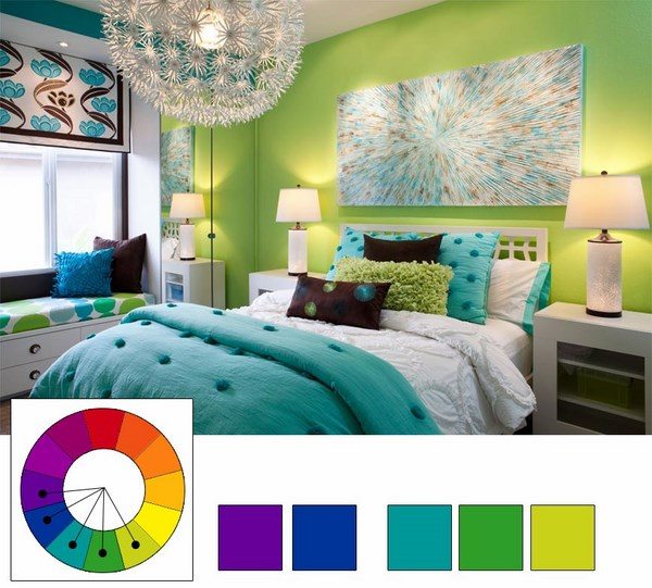 color shemes analogous colors in bedroom design