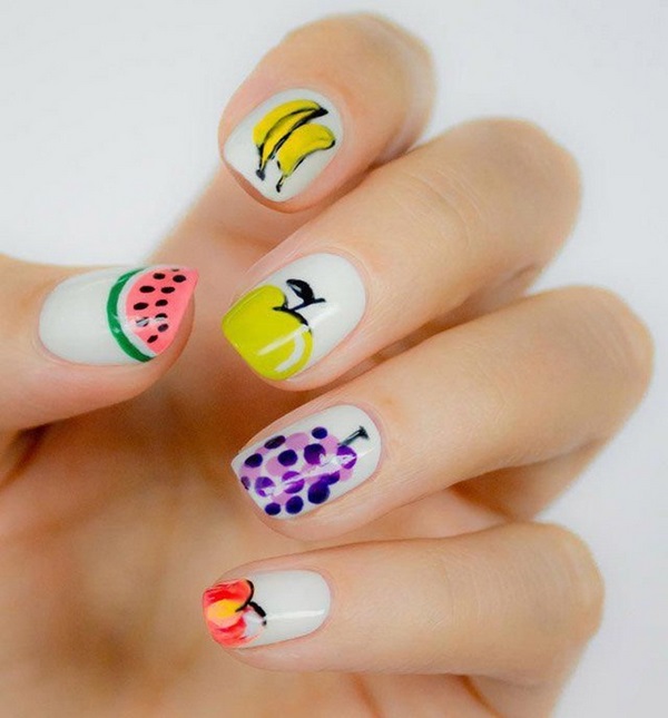 colorful ideas for summer manicure with fruits