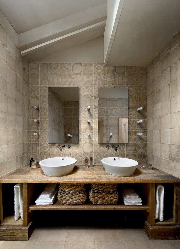 contemporary-bathroom-rustic-decor-wood-vanity-cabinet-white-vessel-sinks