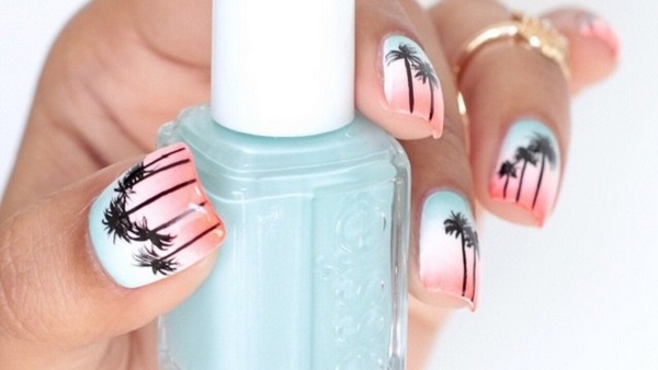 cute summer nails ideas palm trees 