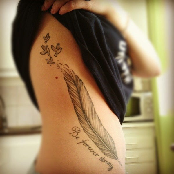 feather birds and text tattoo designs