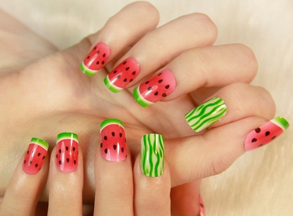 fun DIY summer nail designs watermelon
