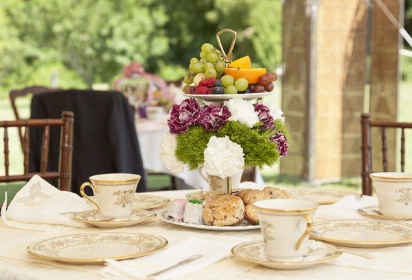 garden afternoon tea table setting and decoration