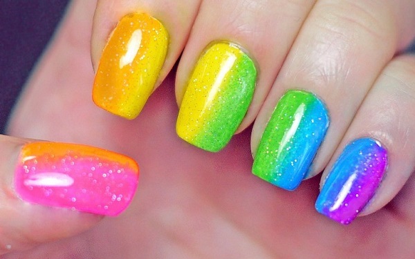 gradient neon nail polish designs rainbow
