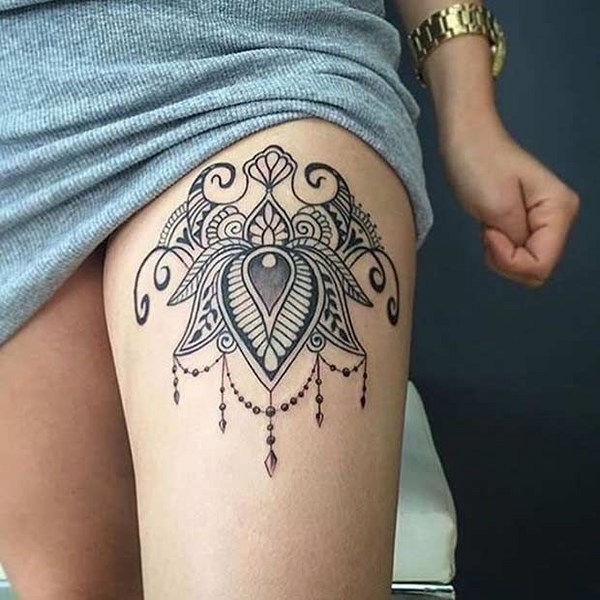 mandala tattoo on thigh ideas for women