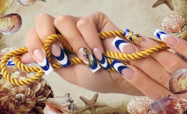 maritime nail ideas for long nails
