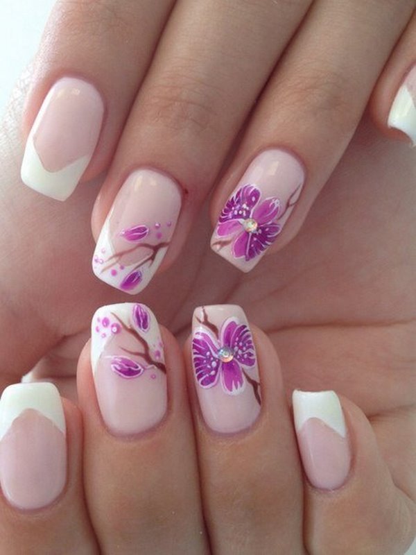 office appropriate summer nails with flowers