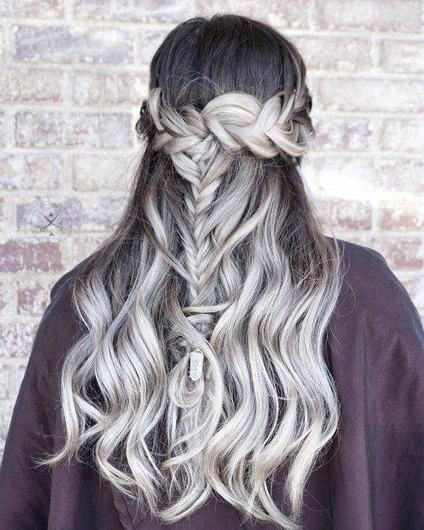 original hairstyle braids grey ombre hair color