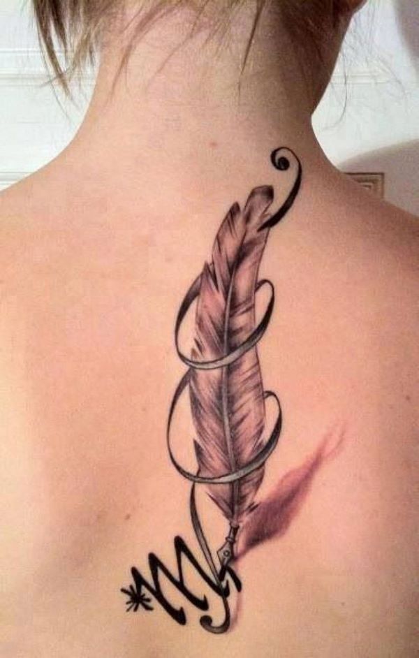 original neck tattoos feather meaning