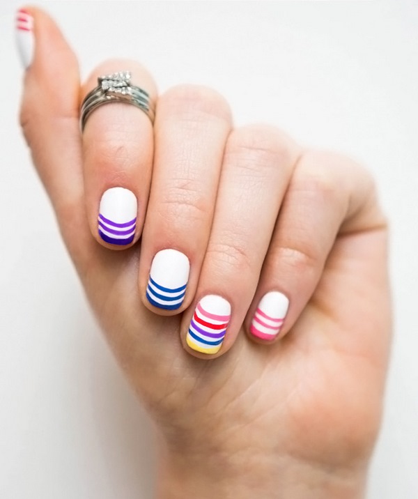 rainbow nails for french manicure