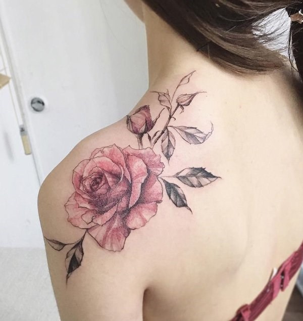 rose tattoos for men and women shoulder