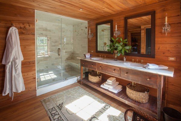 bathroom decorating ideas with wooden vanity