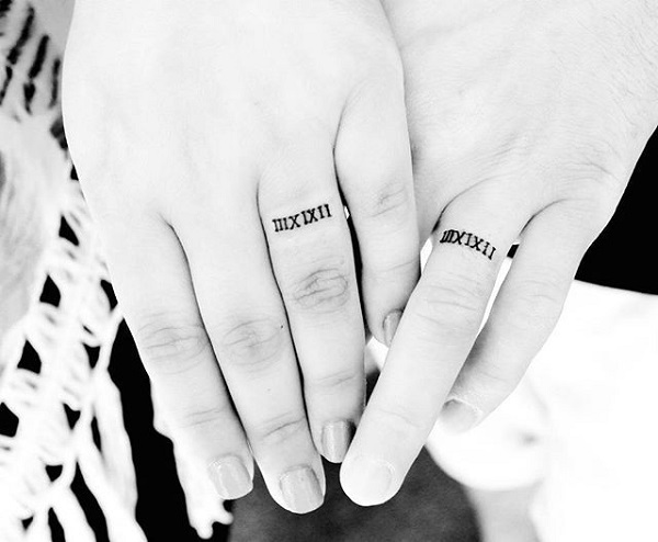 small matching tattoos on finger