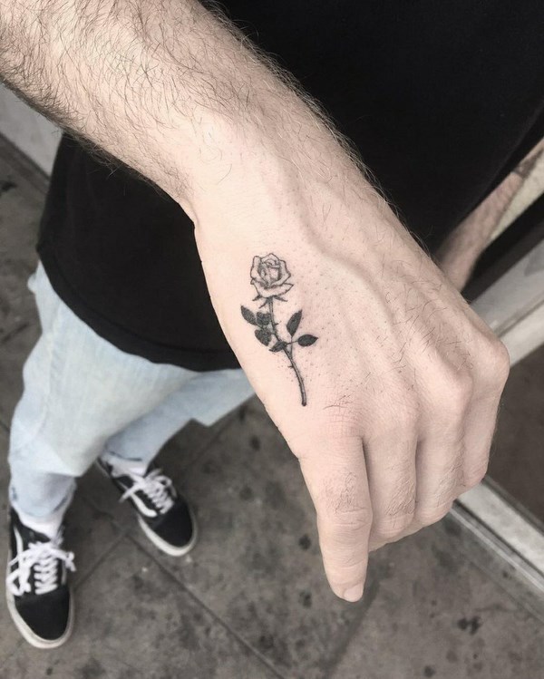 small tattoos for men rose with thorns