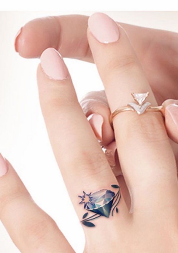 small tattoos for women diamond on finger