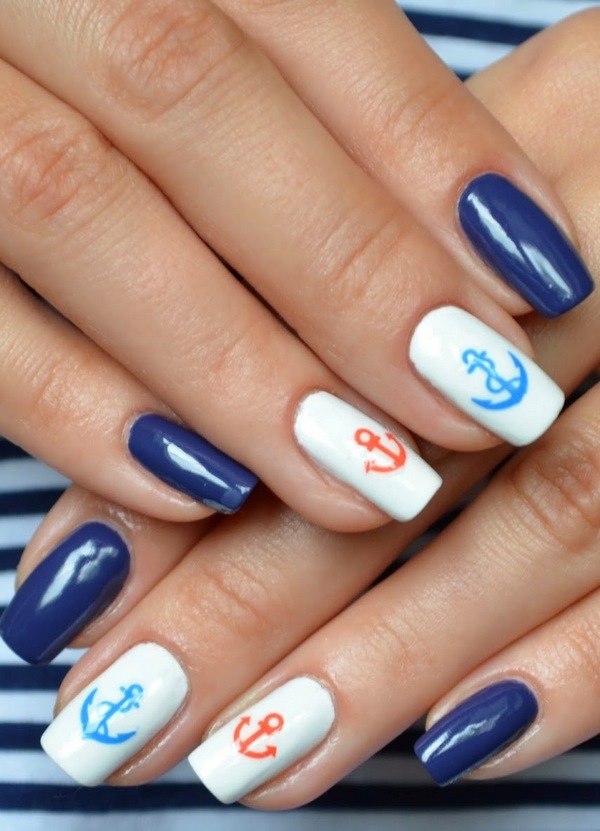 cool ideas for short nails nautical theme