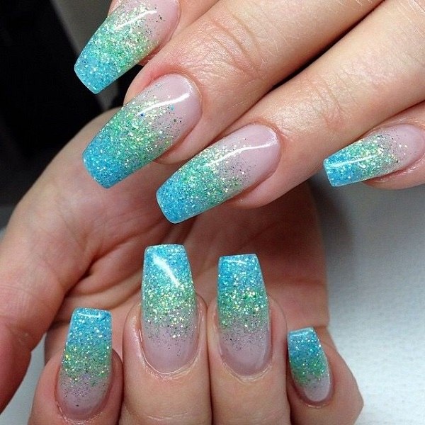 summer nails glitter gradient for acrylic nails