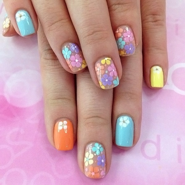 summer nails ideas for short nails flowers